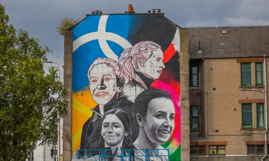 Mural in Perth depicting four athletes.