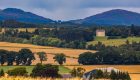 Farmland with Methven castle in background