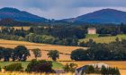 Farmland with Methven castle in background