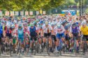 Cyclists setting off in Perth during the 2023 Gran Fondo.