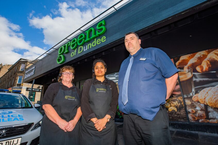 Staff outside the Greens of Dundee store in Stobswell