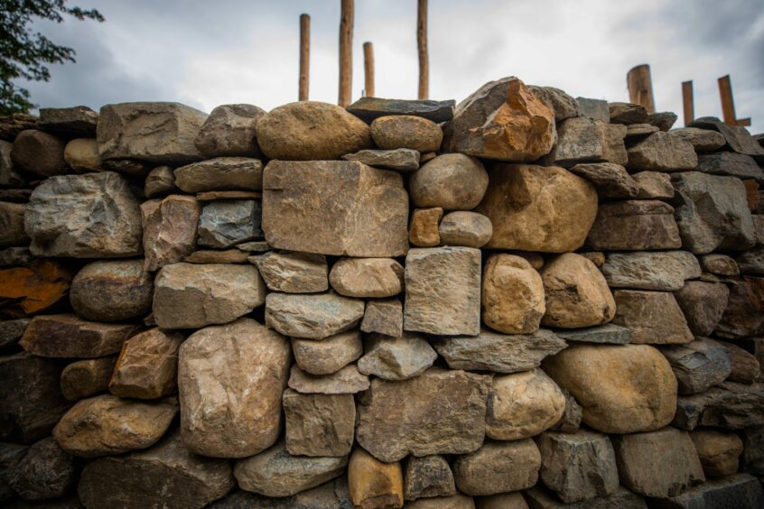 Close-up of drystone wall.