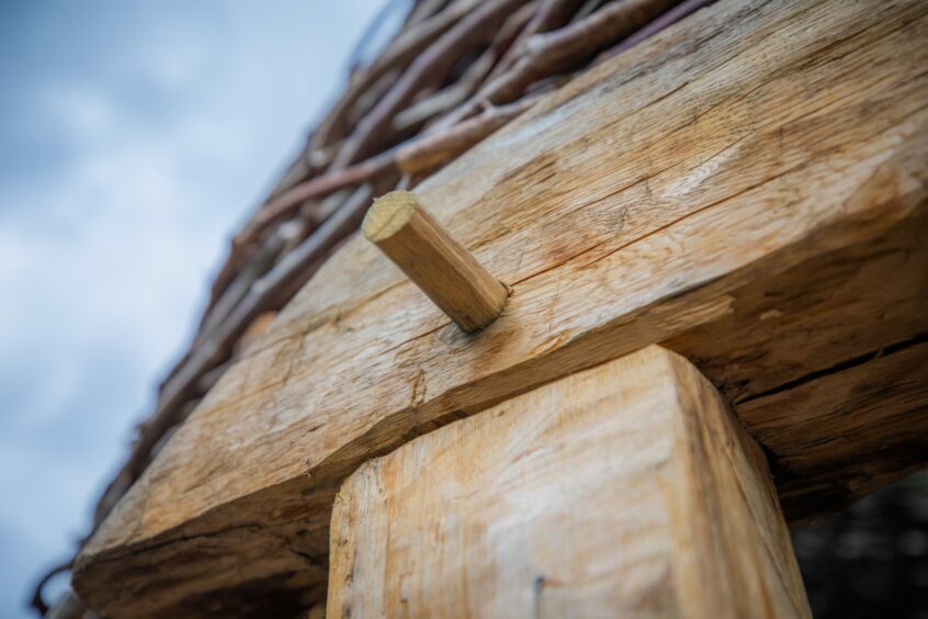 wooden joints on a building at the new crannog centre.
