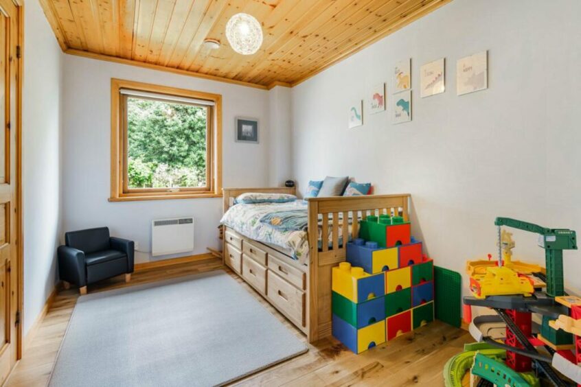 Third bedroom at Scandinavian Fife home. 