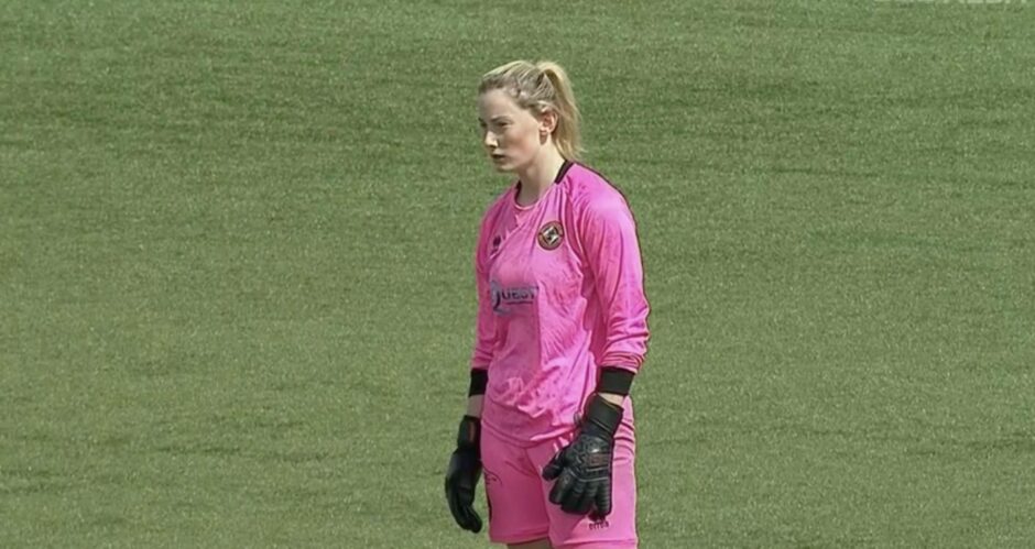 Disappointed Dundee United goalkeeper Megan Sidey