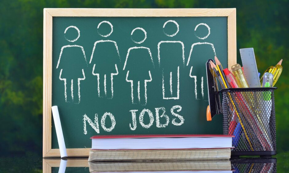 Blackboard image illustrating new teachers jobs shortage.