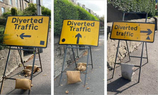 Diversion signs pointing drivers in different directions on Marshall Place in Perth have been branded confusing