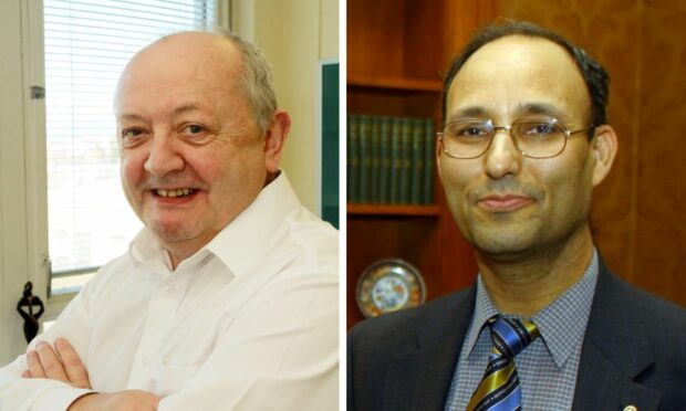 Former NHS Tayside chief Gerry Marr (left) and disgraced surgeon Sam Eljamel (right).