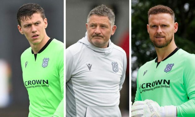 Dundee boss Tony Docherty admits he's got a tough decision this weekend between Jon McCracken (left) and new signing Trevor Carson (right).