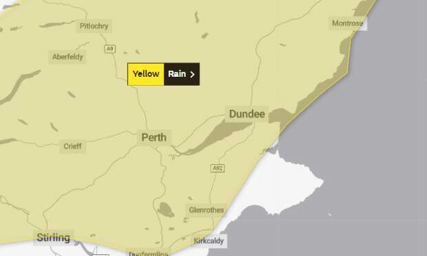 Yellow Weather warning for Dundee, Tayside, Perth, Fife and Angus