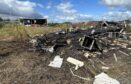 What's left of the tow site cabins destroyed in tow separate fires at the site on Willow Crescent in Rosyth.