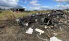 What's left of the tow site cabins destroyed in tow separate fires at the site on Willow Crescent in Rosyth.