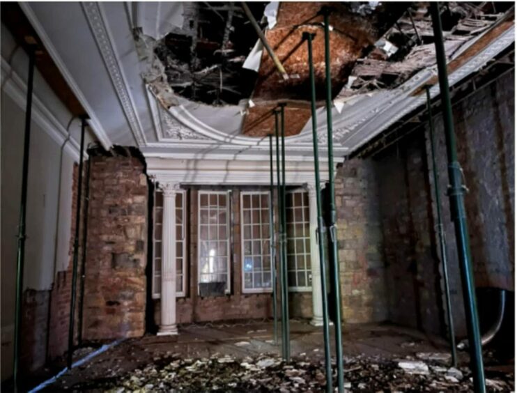 Ceilings inside the old Craigtoun Hospital have collapsed. 