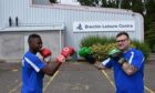 Jocky McLean (right) and Brechin Boxing Club second coach Lloyd Gwishiri at the old leisure centre. Image: Supplied