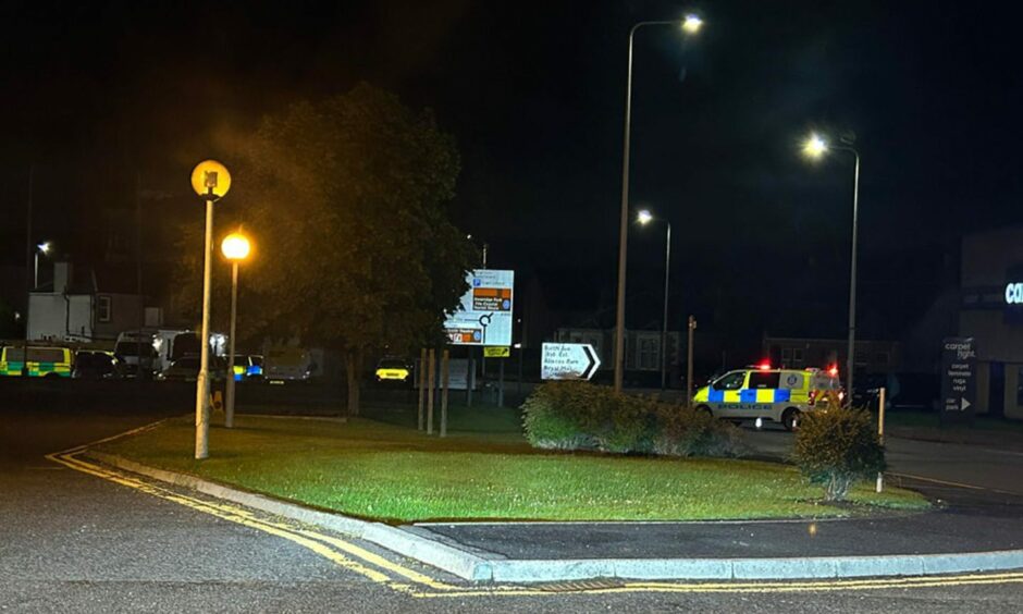 Police outside the Beveridge Park Hotel in Kirkcaldy on Monday
