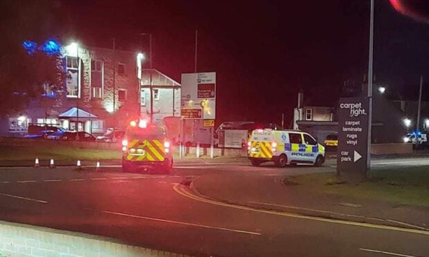 Police outside the Beveridge Park Hotel in Kirkcaldy on Monday