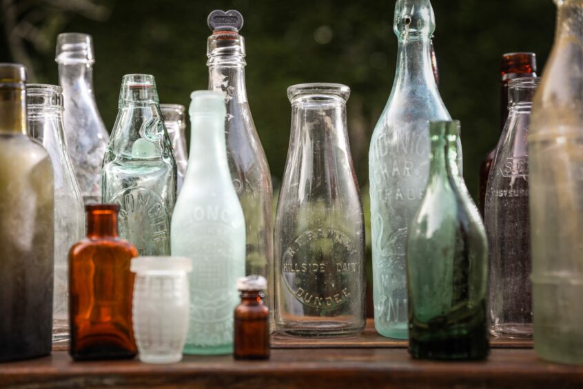 Old bottles found on Monifieth beach.