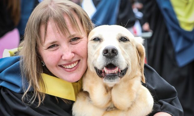 Lisa Halley and her guide dog Jumble at her graduation last year. Image: Mhairi Edwards/DC Thomson.