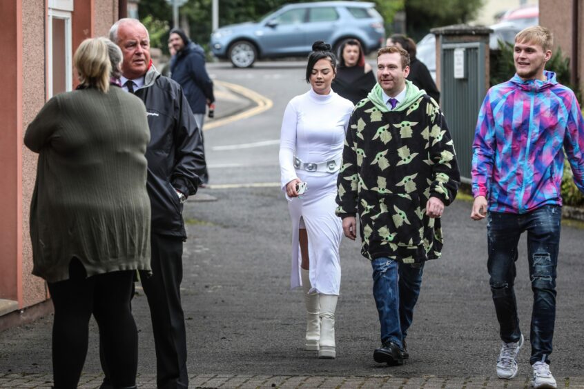 Loved ones of Darien Baird at his Star Wars-themed funeral in Brechin