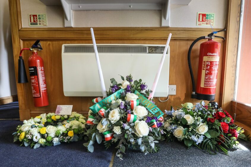 Wreaths at the funeral of Darien Baird in Brechin