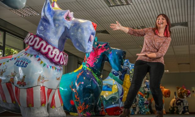 Artist Catriona MacKenzie with her Scottie, 'The Flea Circus.'