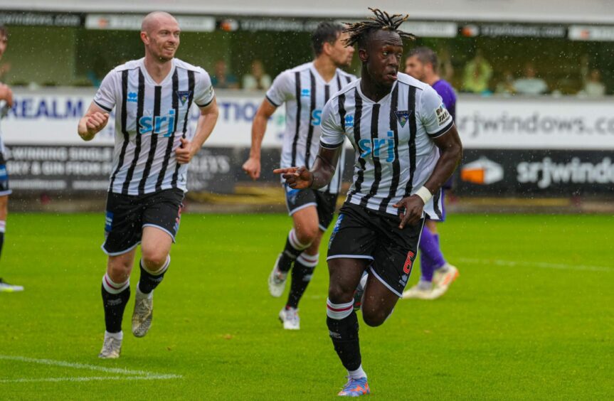 Ewan Otoo scores his first goal for Dunfermline Athletic.