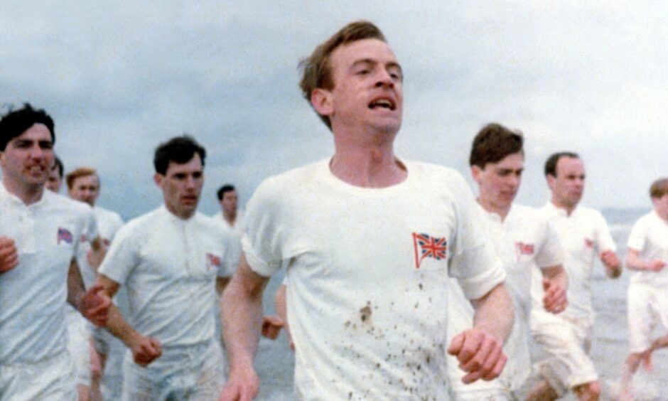 A still from the slow-motion beach run in Chariots of Fire that filmed in St Andrews.