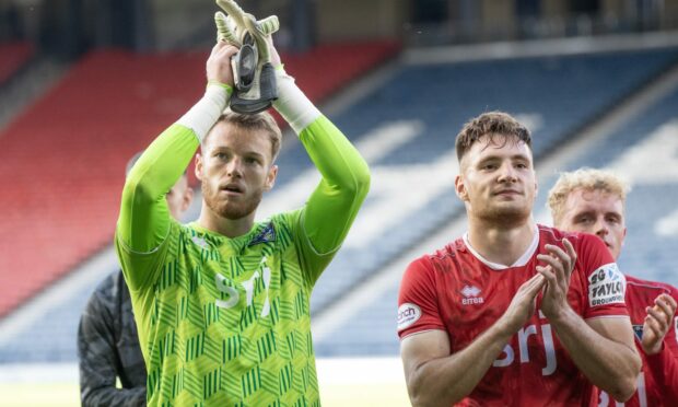 Josh Edwards (pictured with Dunfermline goalkeeper Harry Sharp) is one of the first names on the team sheet. Image: Craig Brown/DAFC.