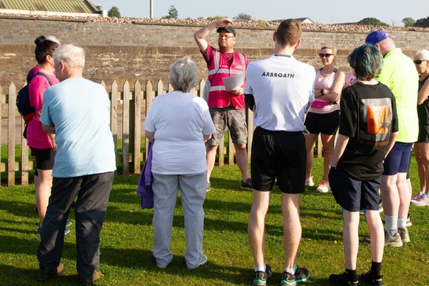People before the West Links parkrun in Arbroath.