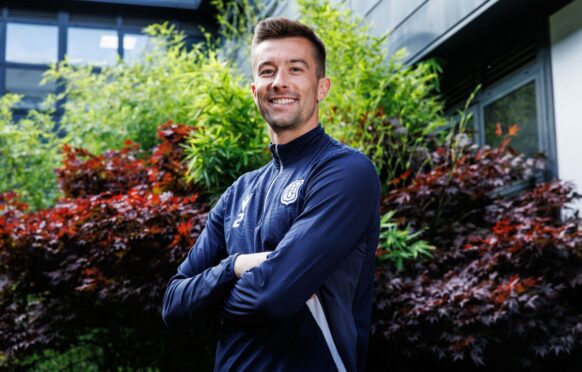 DUNDEE, SCOTLAND - AUGUST 30: Cammy kerr during a Dundee press conference at the Gardyne Training Centre, on August 30, 2023, in Dundee, Scotland. (Photo by Ross Parker / SNS Group)