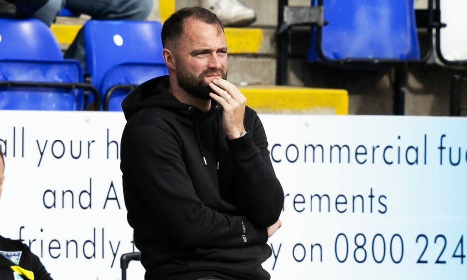Dunfermline Athletic manager James McPake, pictured on the sidelines, was speaking ahead of facing Dundee United. Image: SNS.
