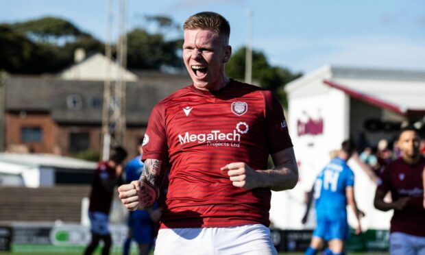 Aaron Steele scored his first Arbroath goal in the win over Inverness. Image: SNS.