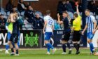 Josh Mulligan was red carded by referee David Munro against Kilmarnock. Image: SNS