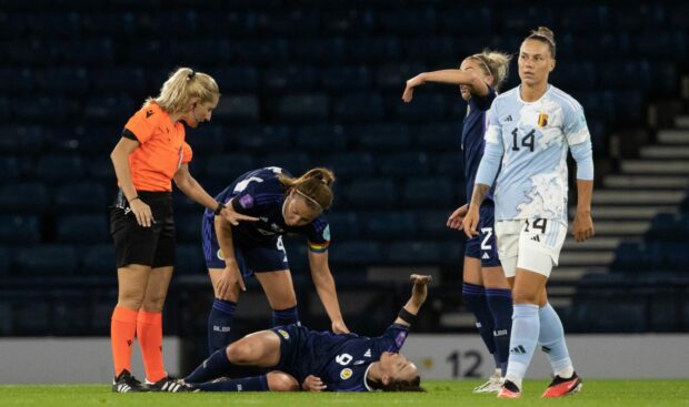Caroline Weir faces surgery and a lengthy spell on the side-lines after sustaining cruciate damage on Scotland duty. Image: Alan Harvey/SNS