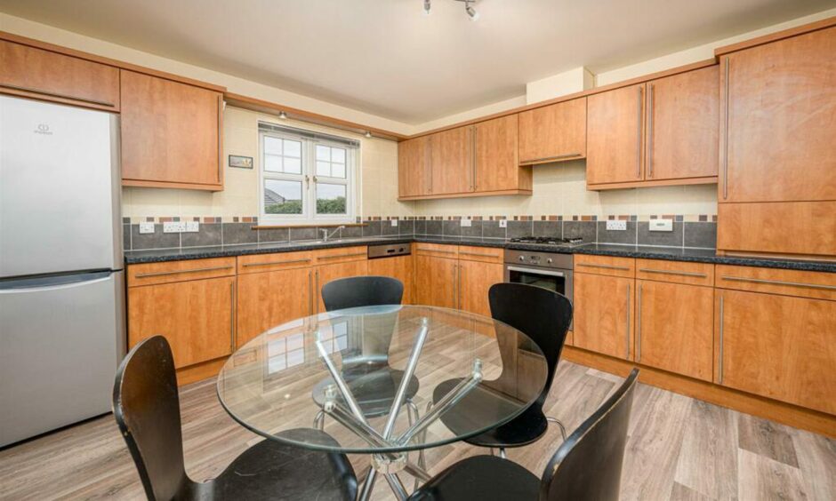 Kitchen in house in Dundee overlooking Ballumbie Golf Course.