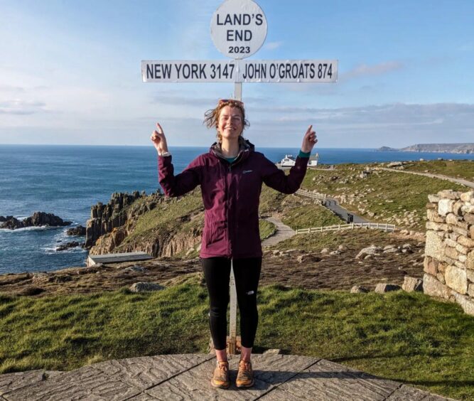 Alice Connelly, from Fife, made it to Lands End in April.'