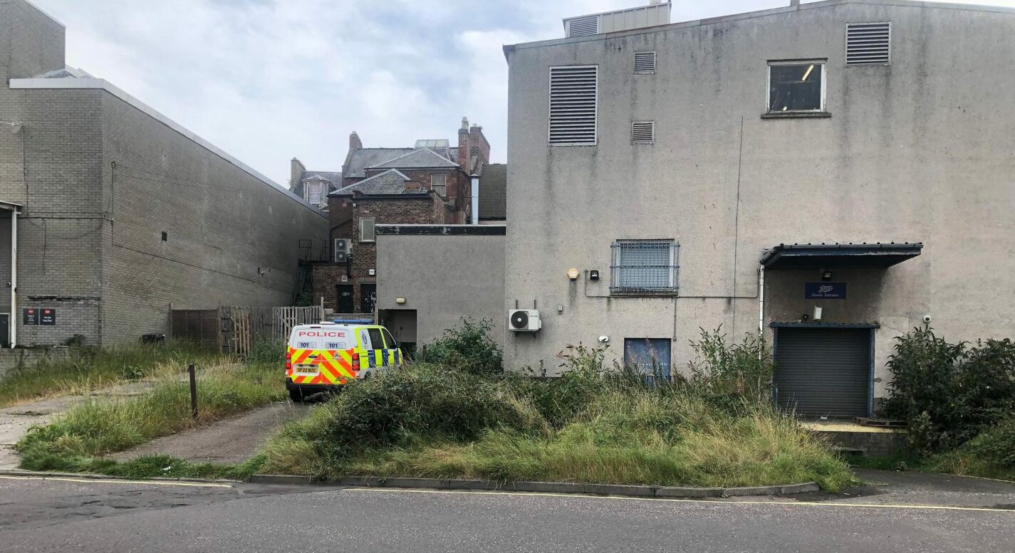 Police at the former Happit store on High Street, Arbroath.