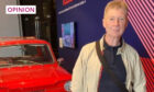 Jim Spence outside Tartan exhibition at V&A Dundee and next to the Hillman Imp.