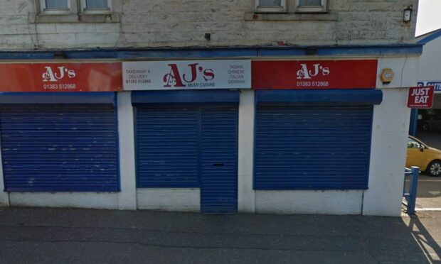 Godden abused staff and smashed a fridge display in AJ's takeaway in Cowdenbeath. Image: Google.