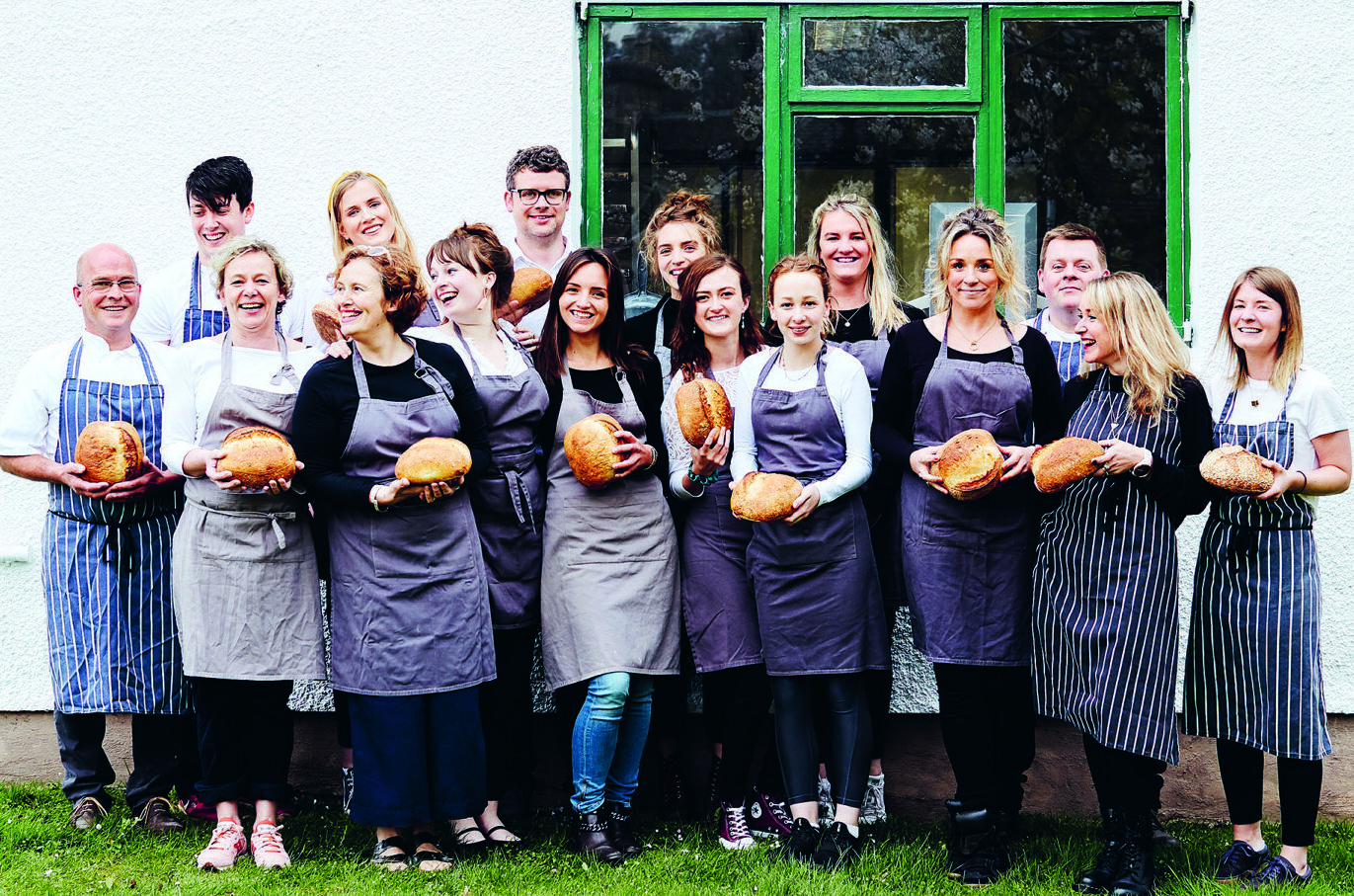 Staff at Dunkeld's Aran Bakery in 2020. 