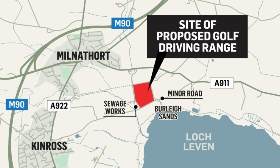map showing location of Burleigh Golf scheme near Burleigh Sands, between Kinross and Milnathort.