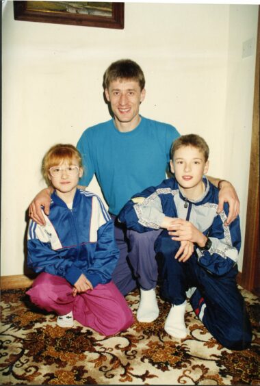 Sergei Baltacha with Sergei Jr and daughter, Elena, at their Perth home in 1991.