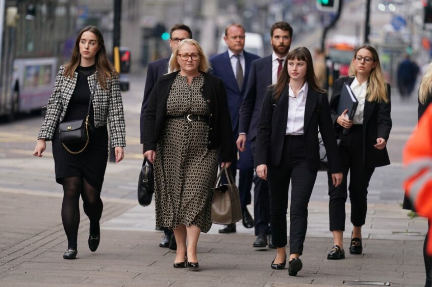 Members of Network Rail legal team at the High Court in Aberdeen, where Network Rail admitted health and safety failings over the Stonehaven rail crash.