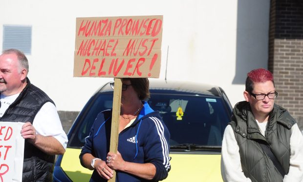 Lochgelly patients protested a lack of funding during a visit by then health minister Michael Matheson last year. Now GPs are hitting out. Image: David Wardle.