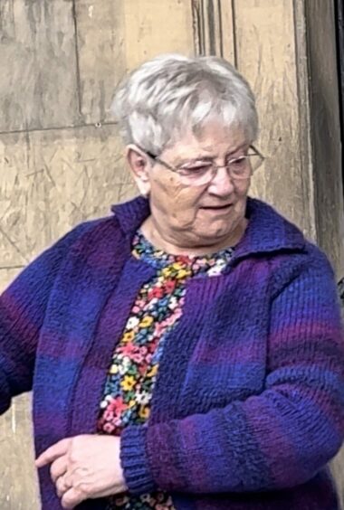 Perthshire pensioner Catherine Powell leaving Perth Sheriff Court.