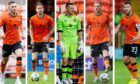 (Left to right) Louis Moult, Declan Gallagher, Jack Walton, Kevin Holt and Ross Docherty of Dundee United.