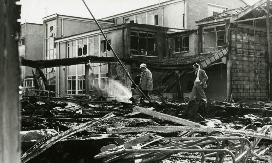 The aftermath of the devastating fire which struck St John's High School. Image: DC Thomson.