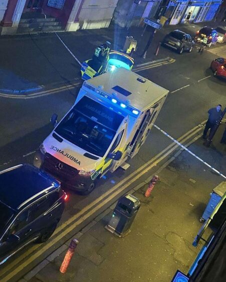 An ambulance on High Street, Cowdenbeath, after the hit-and-run