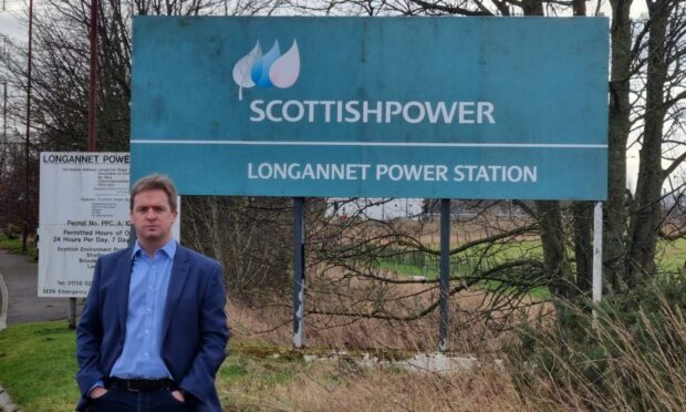 Councillor Graeme Downie at Longannet Power Station site. He's worried about the future.