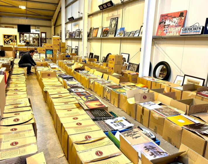 Picture of lots vinyl boxes ahead of Groucho's auction in Dundee 